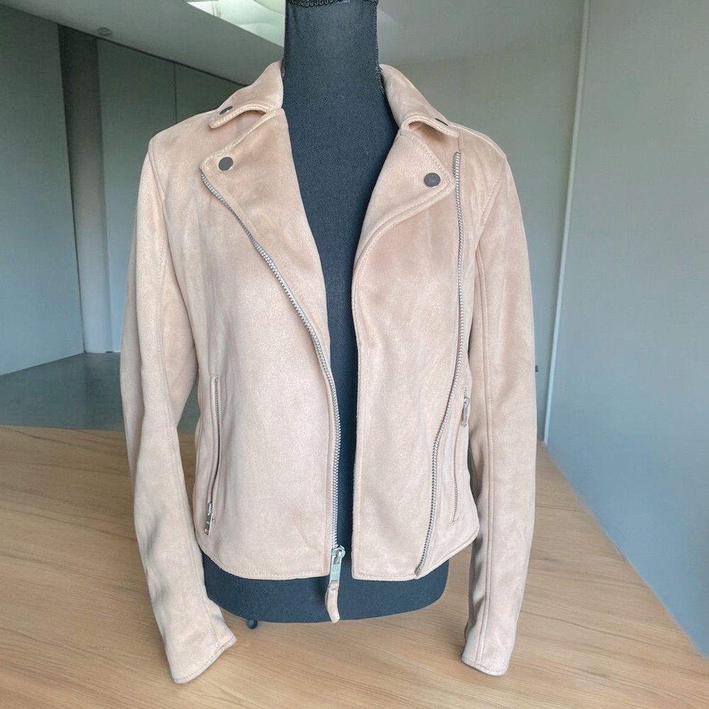 ABERCROMBIE & FITCH Vegan Suede Cropped Moto Jacket Size Medium Color Ai… - Picture 5 of 9